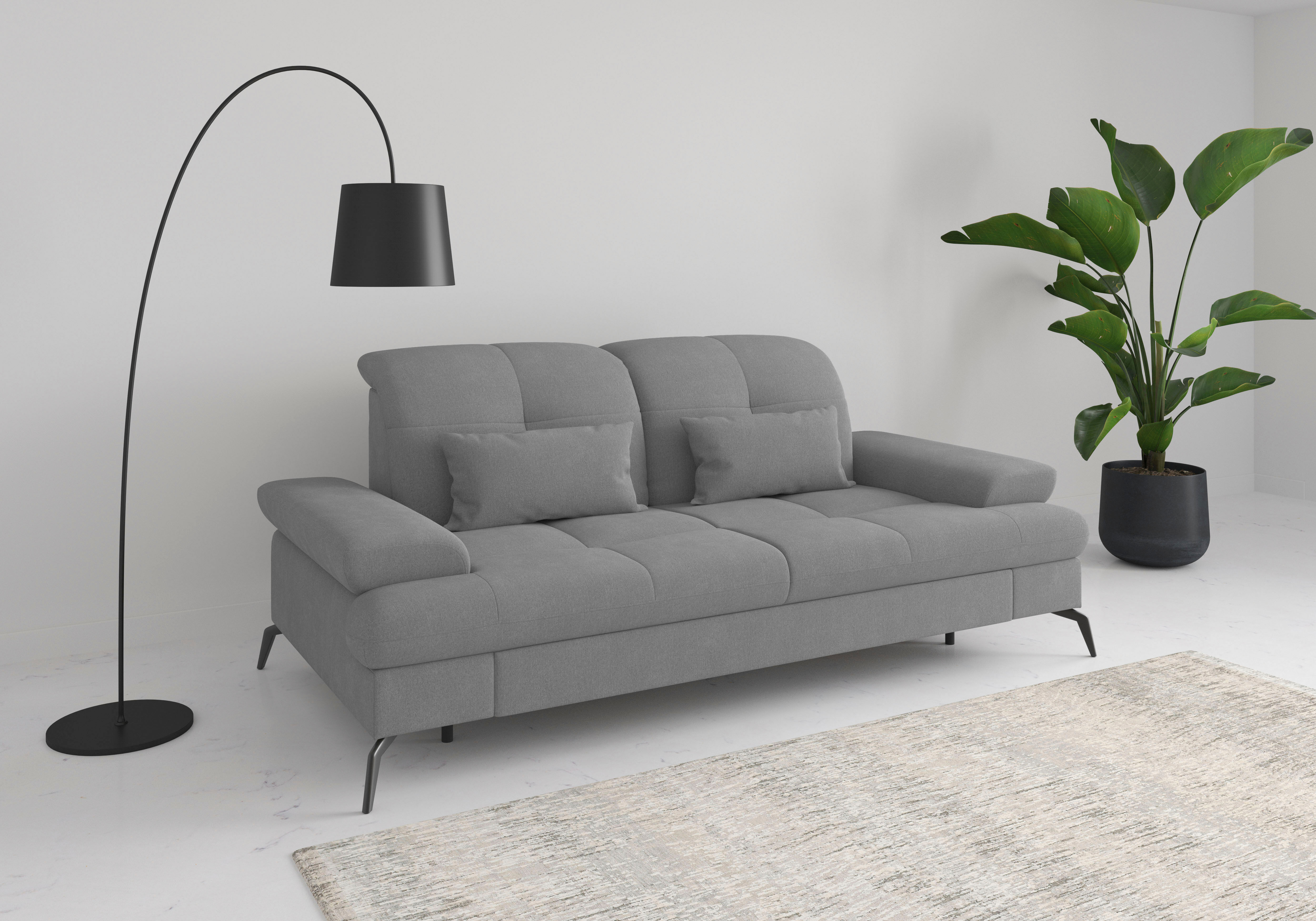 2,5-Sitzer SIT & MORE "Amica, inkl. Sitztiefenverstellung und Armteilverstellung", grau, B:202cm H:90cm T:122cm, 100% Polyester, Sofas, 2 5-Sitzer, wahlweise mit Kopfteilverstellung und Schlaffunktion grau B/H/T: 202cm x 90cm x 122cm, Luxus-Microfaser Eup