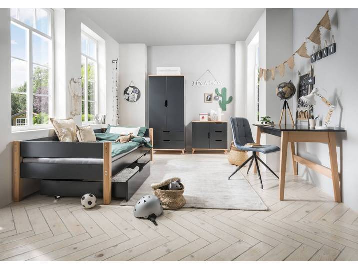 Einzelbett COLOUR in Buche anthrazit – 3%-Vorkasse-Rabatt