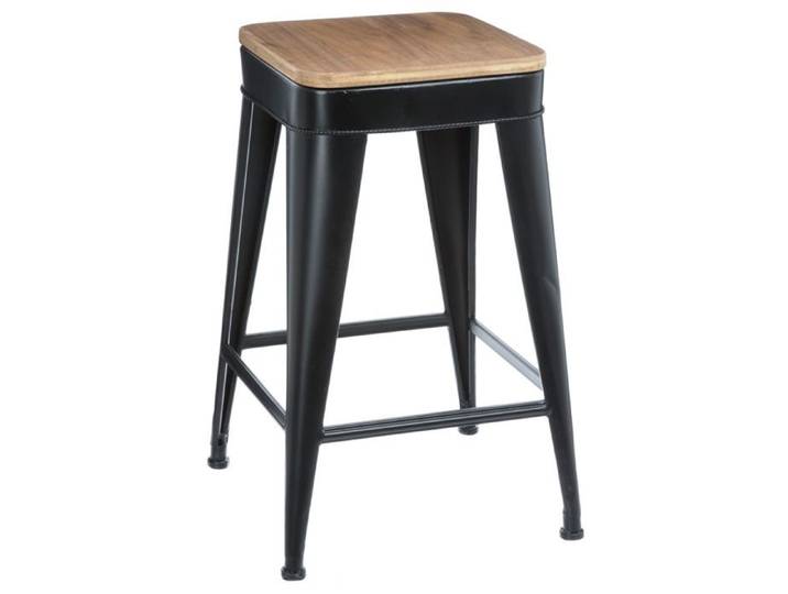 Atmosphera - Tabouret de bar Joris - H. 60 cm - Noir
