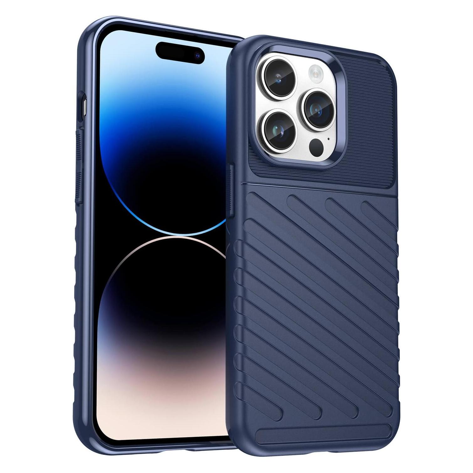 Cover-Discount iPhone 15 Pro - Textur Gummi Hülle blau (Apple iPhone 15 Pro) (EDA004599203B)