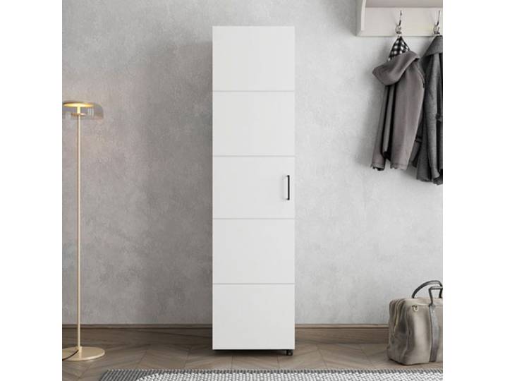 Armoire à chaussures Visby Dmora en bois stratifié blanc crème 46x33x185h cm