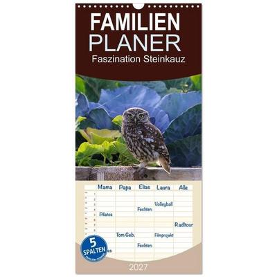 Familienplaner 2027 - Faszination Steinkauz mit 5 Spalten (Wandkalender, 21 x 45 cm) CALVENDO