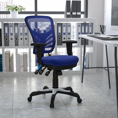 Lancaster Home Nicholas Mid-Back Blue Mesh Multifunction Executive Swivel Ergonomic Office Chair with Adjustable Arms