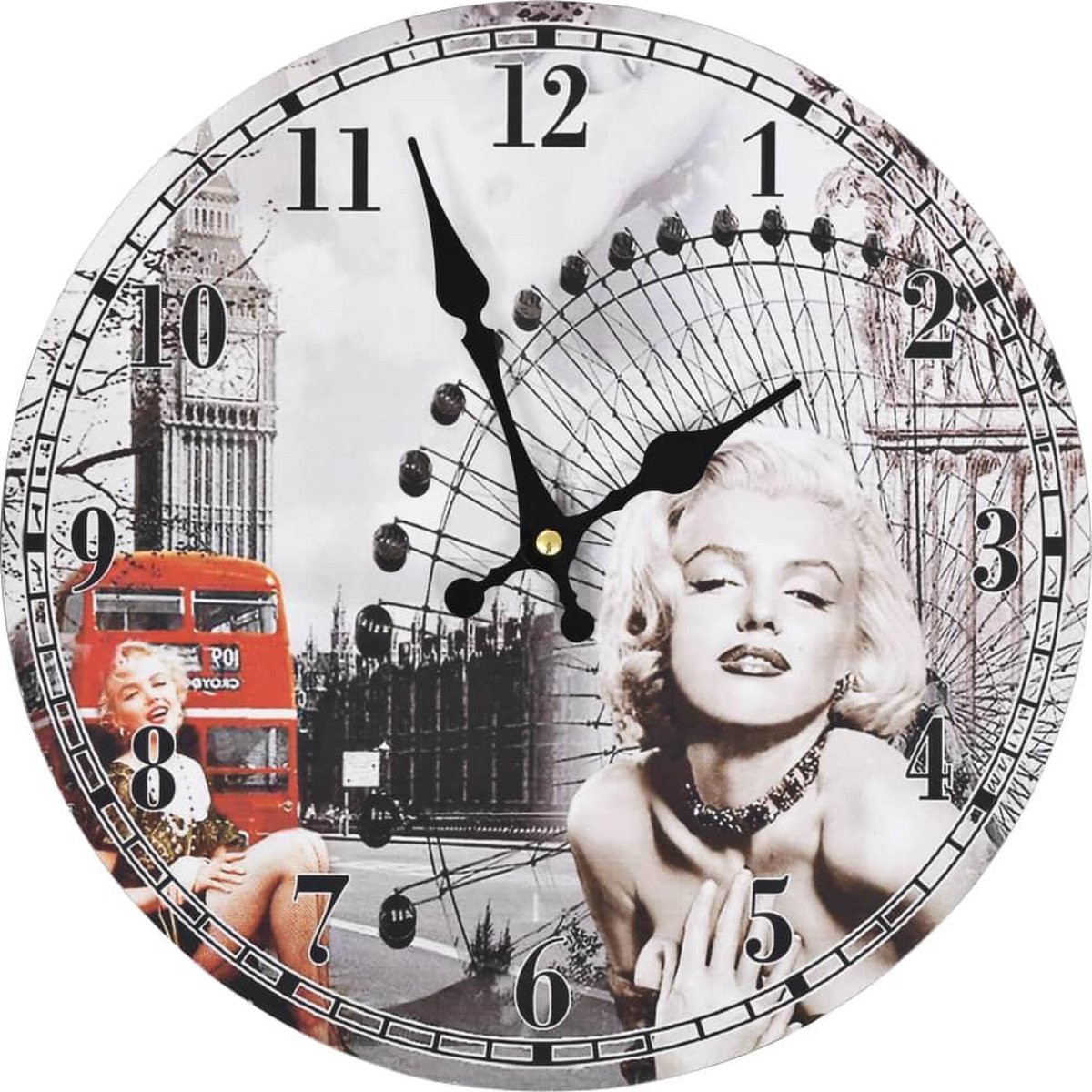vidaXL Wandklok Marilyn Monroe Vintage Stijl Analoog 30 cm