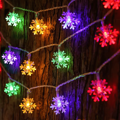 Inspire Curations 10 20 40 LED Snowflake String Lights USB Battery Christmas Fairy Lights multicolor battery 1.5m 10leds