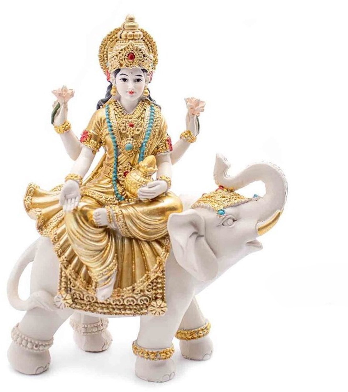 Lakshmi Beeld op Olifant - Hindoe God - 23 cm