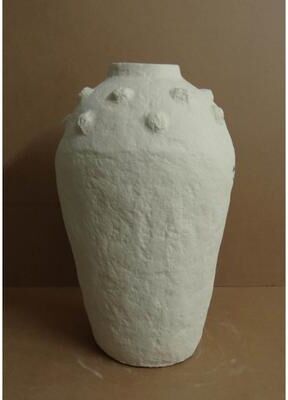 BIDK Home "Paper Mache Vase Dia 22"" Off-White - Off-White"