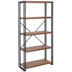 BERLINLODGE Bücherregal | HxBxT 165x80x30cm | Standregal Wohnregal | 3D-Struktur 5 Ebenen | Wildeiche-Optik