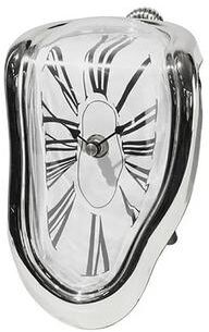 Youfap Market Creative Melting Right angle Silent Clock, Vintage Silver Twisted Melting Clock For Office Or Home Decor silver