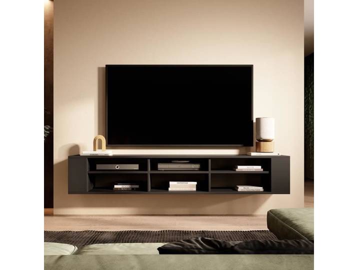 Meuble TV - WERI - 175 cm - noir - style moderne