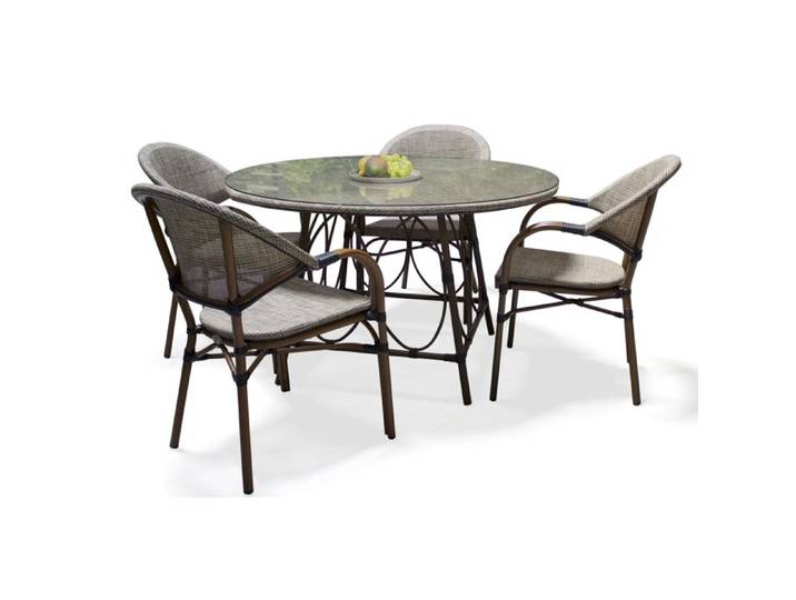 Ensemble repas de jardin en aluminium (4 places) - Marron - USHUAIA