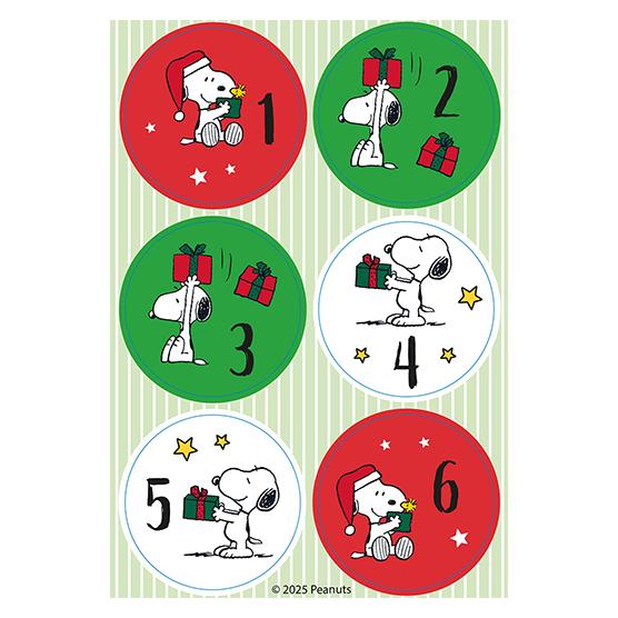 Braun + Company Weihnachtsetikett Snoopy Big Present Numbers (4 Sticker) (4617-0156)