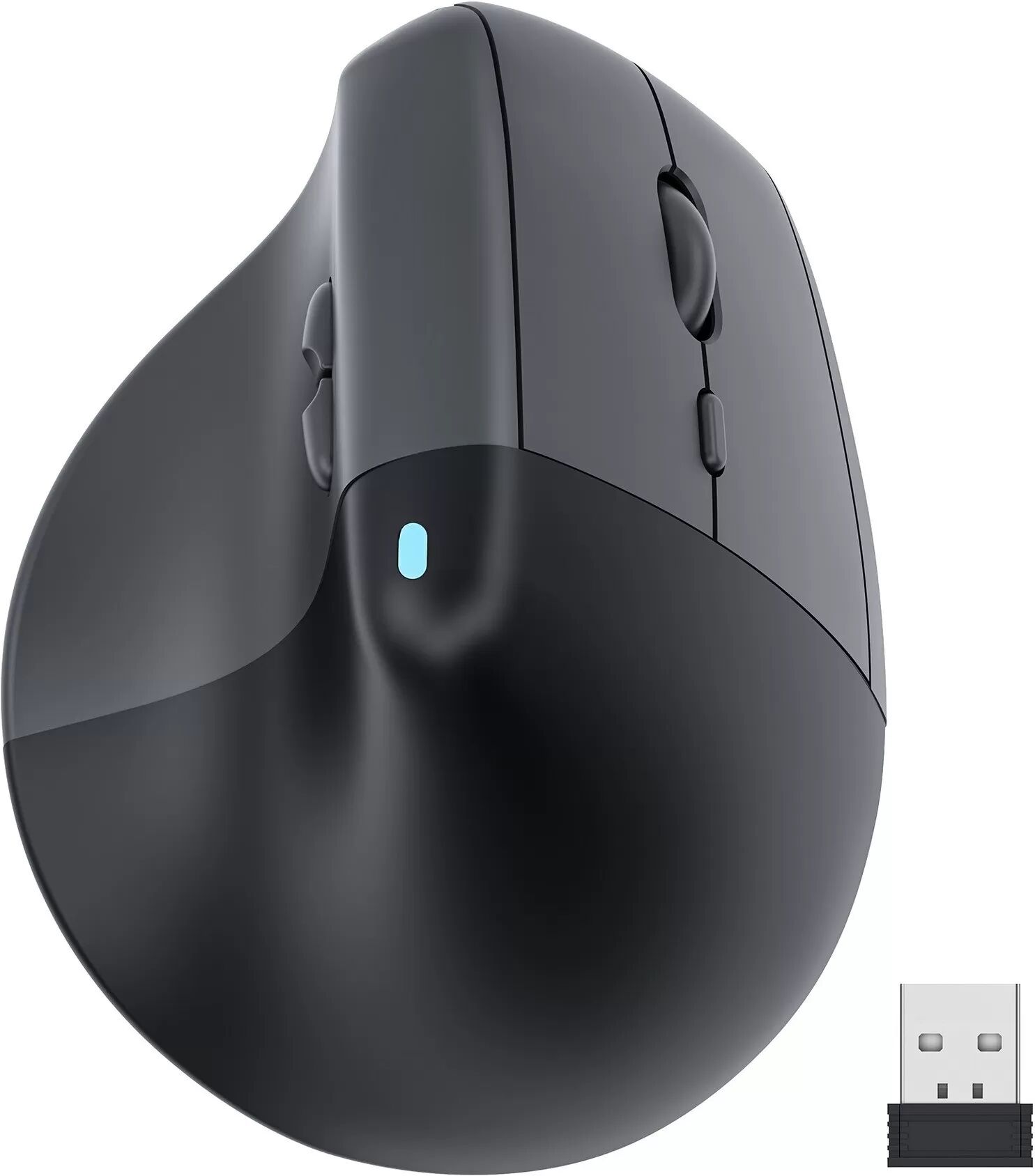 INF Ergonomische Bluetooth Dual-Mode Wiederaufladbare Maus mit Einstellbarer DPI Schwarz