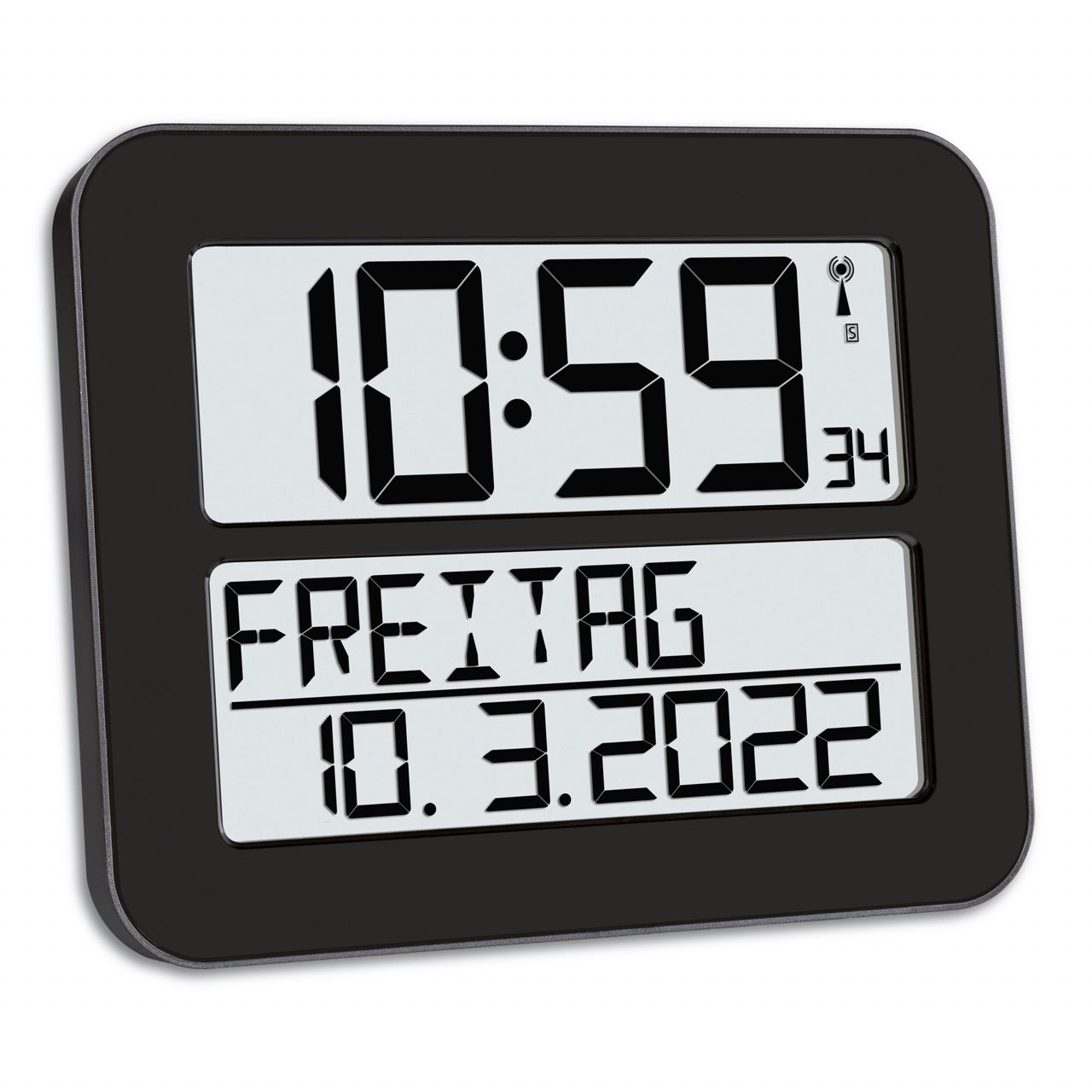 TFA digitale Funkwanduhr 60.4512.01 schwarz Kunststoff 25,8 x 21,2 cm