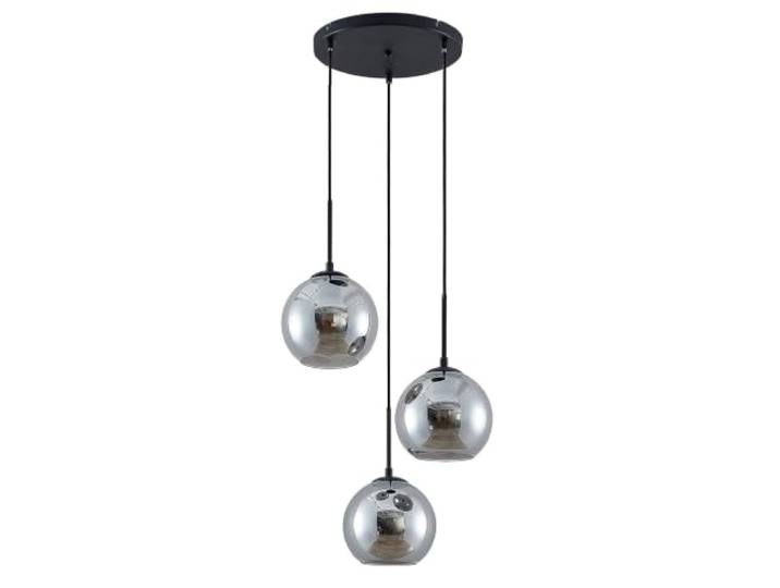 Lindby Esstisch Pendelleuchte Glas rauchgrau, 3 Schirme Ø 20 cm Hängeleuchte Rauchglas Esszimmer 3x E27, ohne Leuchtmittel, Hängelampe Wohnzimmer, Esszimmerlampe.