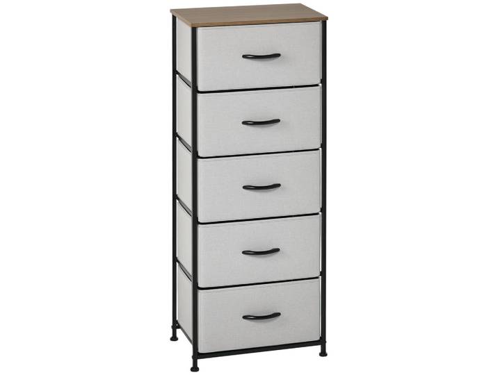 ComfortXL Kommode De-12370 5 Schubladen 45/30/116 cm Grau, Metall, 45x116x30 cm, Kleinmöbel, Kommoden, Kommoden