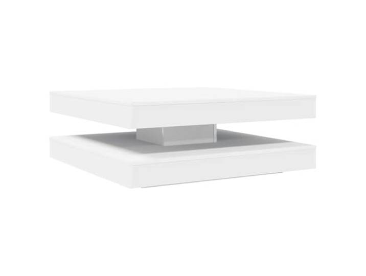 KKgypkn Couchtisch 360-Grad Drehbar Holzwerkstoff Weiß 90x90x34,5 cm Zusätzliche untere Ablage, pflegeleicht, modernes Design, für Wohnzimmer und Sofa
