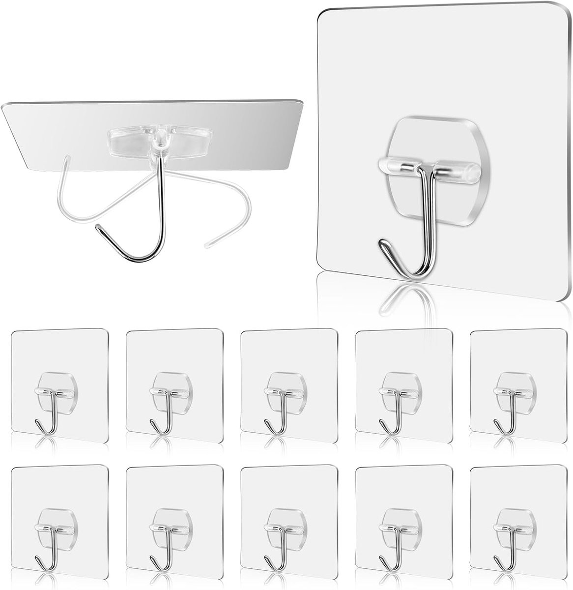 ShopVlot Zelfklevende Haakjes 10 Stuks - Transparant - 7 cm - Max 15 kg - Voor Sleutels en Decoratie