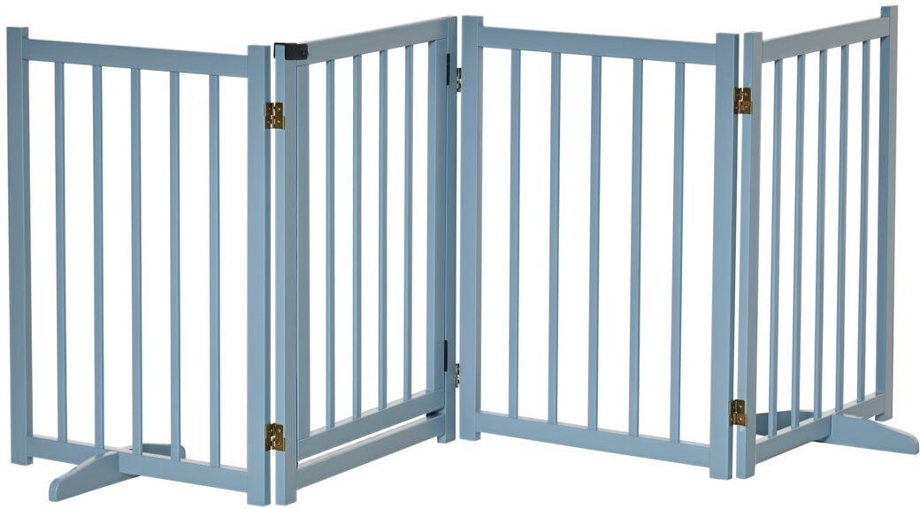 PawHut Freestanding Pet Gate with 2 Support Feet for Doorways Stairs Grey 80cm H X 237.5cm W X 36cm D