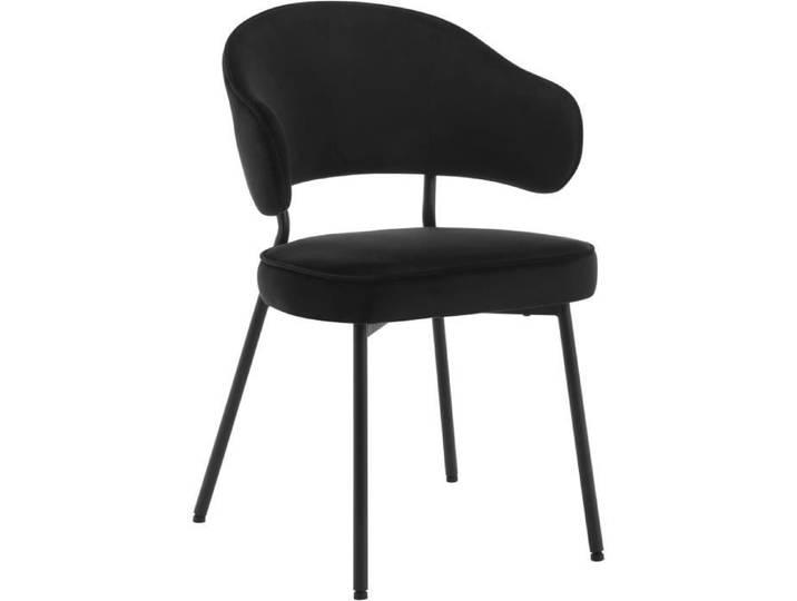 WOLTU Chaise Salle à Manger avec Dossier Chaise de Cuisine Scandinave Velours Pieds en Métal Noir W0ATT0081-1