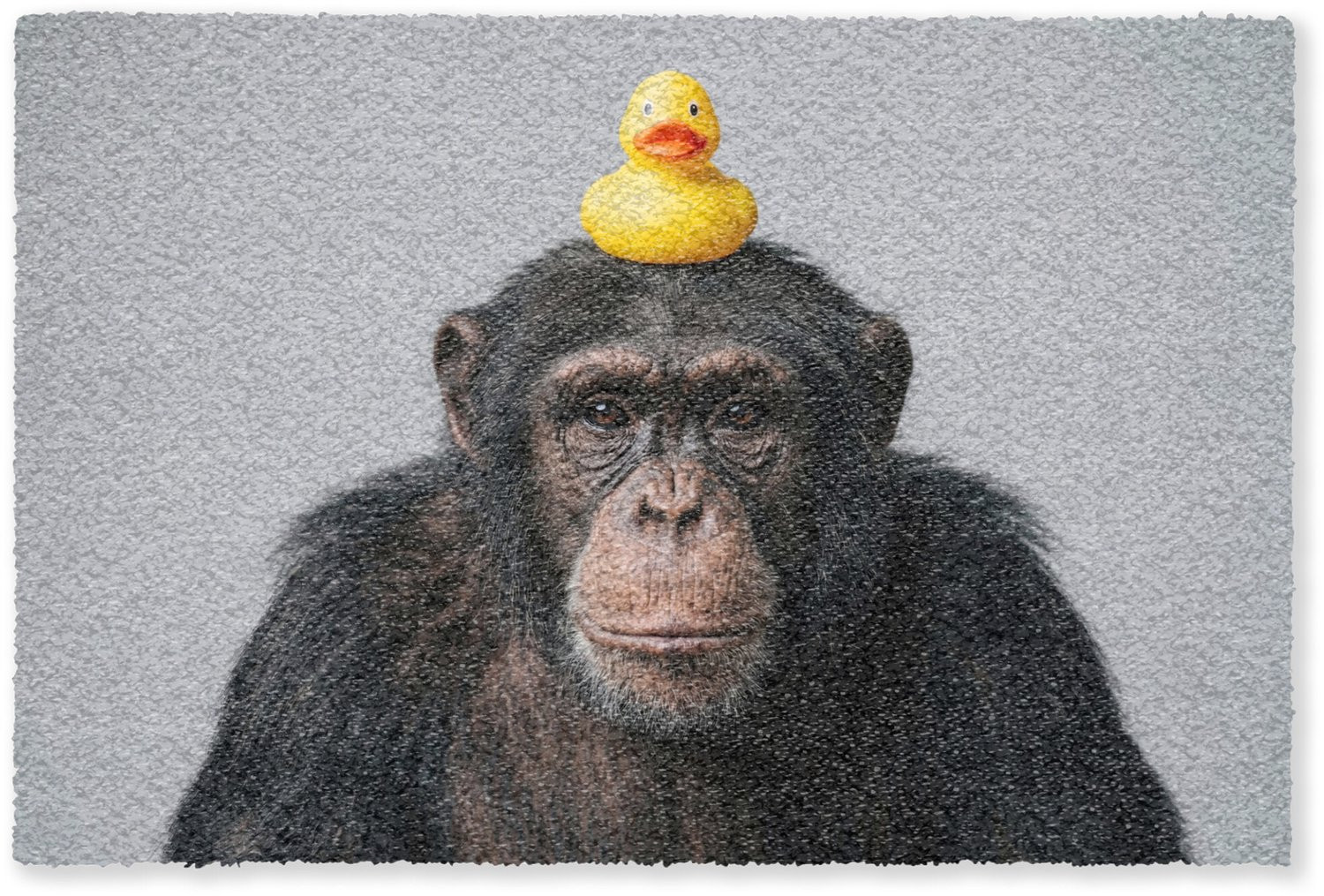 Grijs Droogloopmat Chimpanzee Badeend - Deurmat voor binnen - 90 x 60 cm