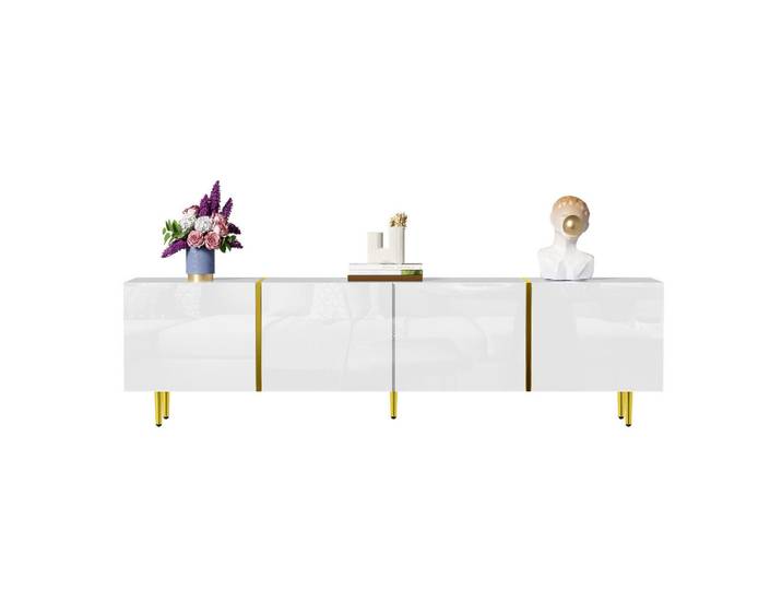 Redom Tv-Schrank in Schwarz 190/38/48 cm, Weiß, 170x46x35 cm, Wohnzimmer, TV Möbel, Lowboards, Lowboards stehend