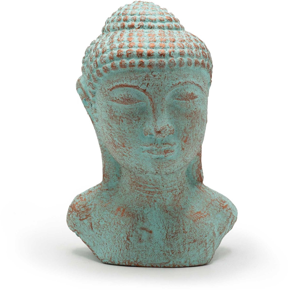 Ancient Wisdom Boeddha Hoofd Tranquility Beton Kopergroen 18 x 12 x 11 cm