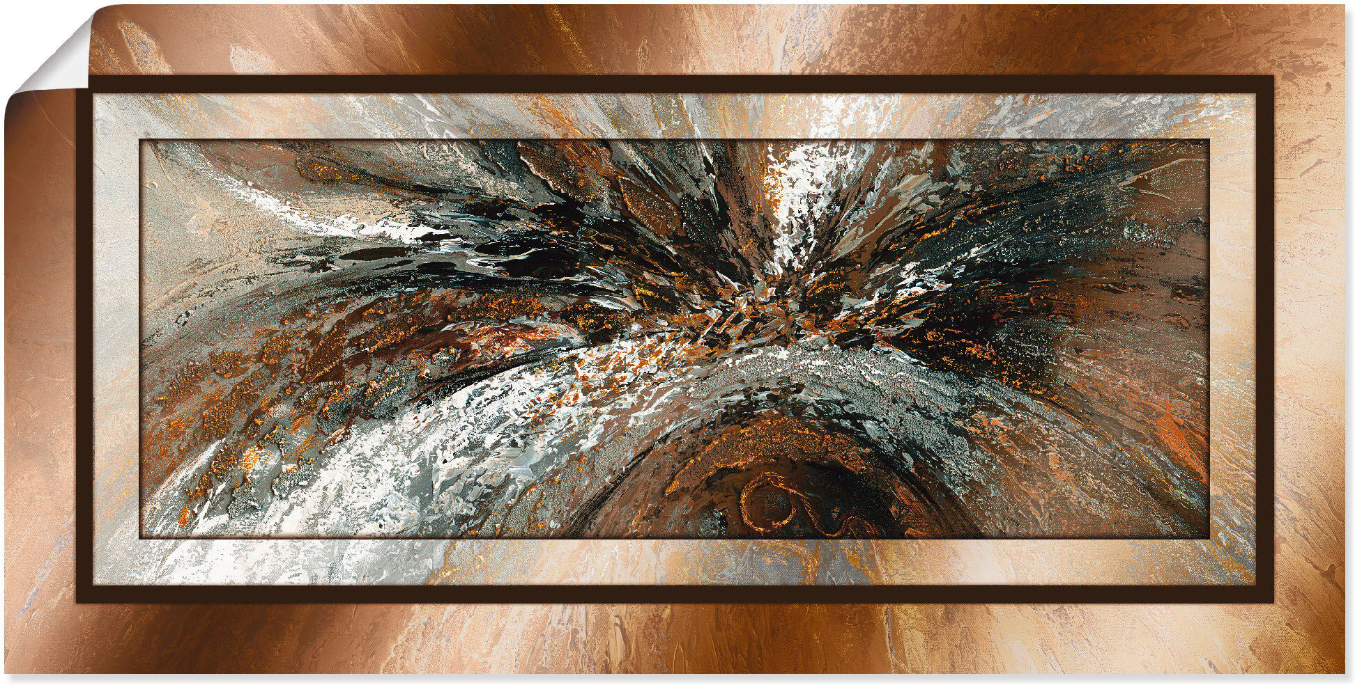 Wandbild ARTLAND "Gold Abstrakt 1", braun (farbe bild(er): braun), B:100cm H:50cm, Bilder, Geschenkartikel, als Alubild, Leinwandbild, Poster in verschied. Größen