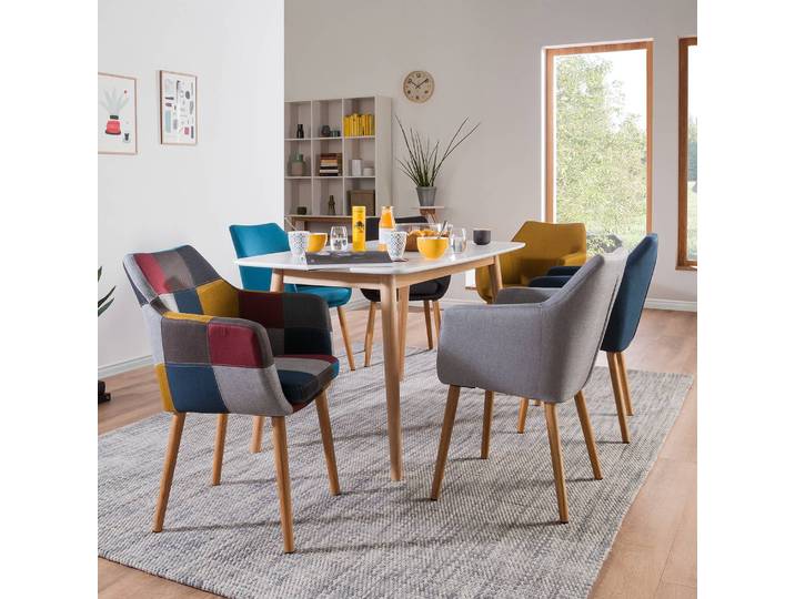 Armlehnenstuhl Patchwork 58 x 84 x 58cm Multicolor/Multicolor 2er Set