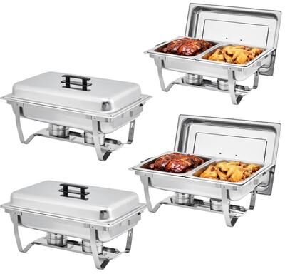 Garvee 2/4/6 Pack Chafing Dish for Buffet, 8QT Stainless Steel Chafers and Buffet Warmer Sets w/ Half Size Food Pan