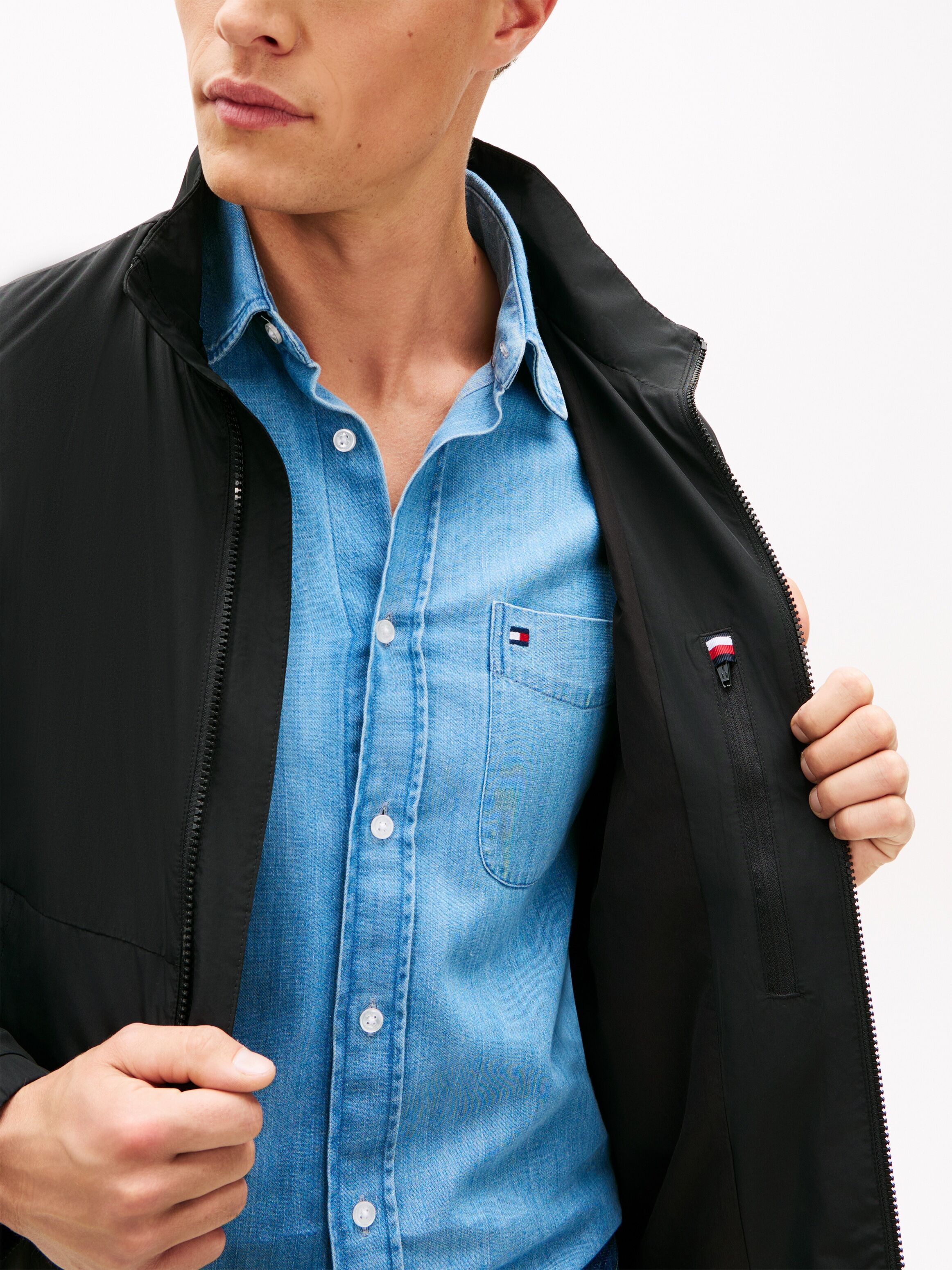 Blouson TOMMY HILFIGER "BRANDED", Herren, Gr. L, schwarz, Web, Obermaterial: 100% Polyester, regular fit normal, elastischer Bund, Jacken Blouson, Funktionsjacke Lightweight Outdoor schwarz L