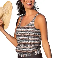 Wiki Puerto Rico Tankini Top Braun gemustert E/F XXL Damen