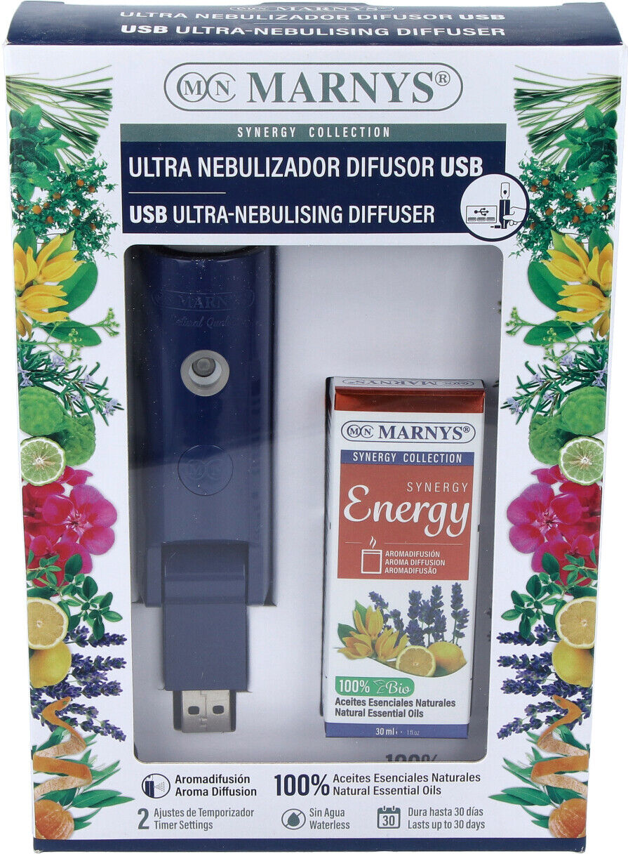 Marnys pack usb ultra nebulizador+synergy energy 30ml.