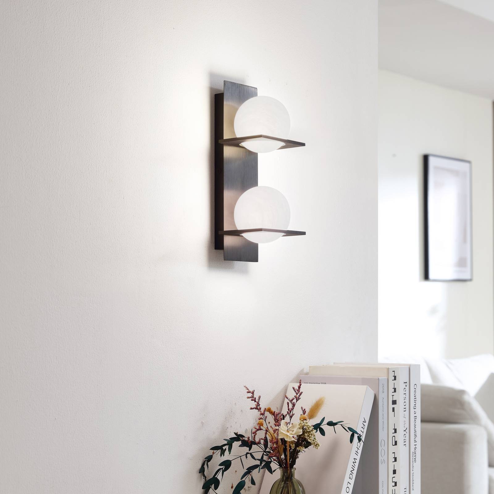 Wandlampe Kulka Lucande, dimmbar, schwarz, für Flurbereich, Metall, Modern, Wandleuchte, Wandlampe Innen