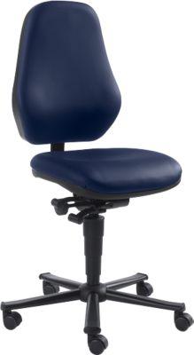 Labordrehstuhl LEANOS 9138, mit Rollen, Kunstleder, blau