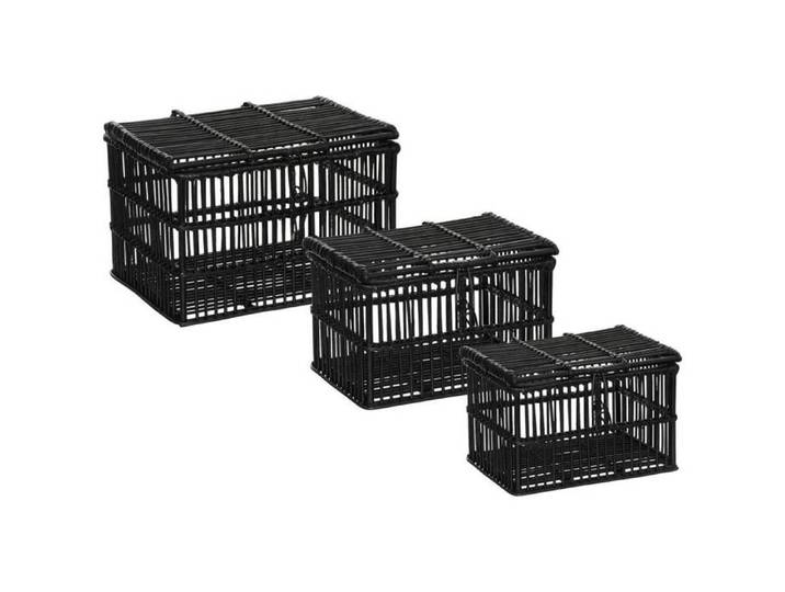 Set de 3 malles en rotin L33/39/45 5cm noir - Atmosphera Créateur d'intérieur