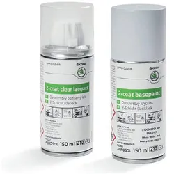 Skoda Lackspray-Set Moon-Weiss Perleffekt (150 ml Lack / 150 ml Klarlack) Farbco