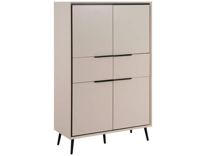 Livetastic Highboard, Schwarz, Sandfarben, Kunststoff, 4 Fächer, 2 Schublade(n) Schubladen, 90x140x38 cm, Kleinmöbel, Kommoden, Highboards