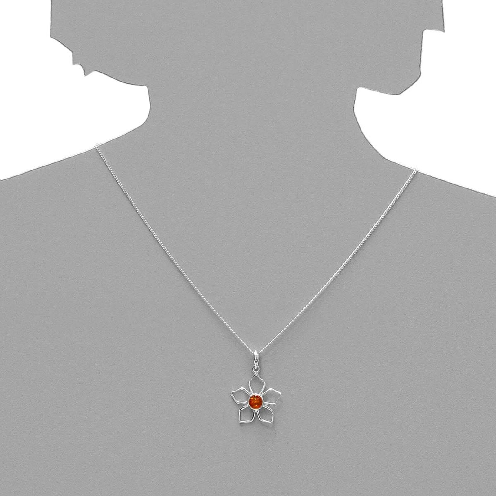 Kettenanhänger OSTSEE-SCHMUCK "Ostsee-Schmuck Anhänger Blüte Anhänger Blüte", weiß (weiß, neutral), Schmuckanhänger, Damen, 33x24mm, Silber 925 (Sterlingsilber), 1,7 g, Kettenanhänger