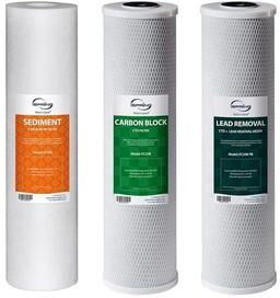 "iSpring F3WGB32BCPB 20"" x 4.5"" Water Filters for WGB32B Series , includes Sediment, Carbon Block, & Lead-Removal Filters"