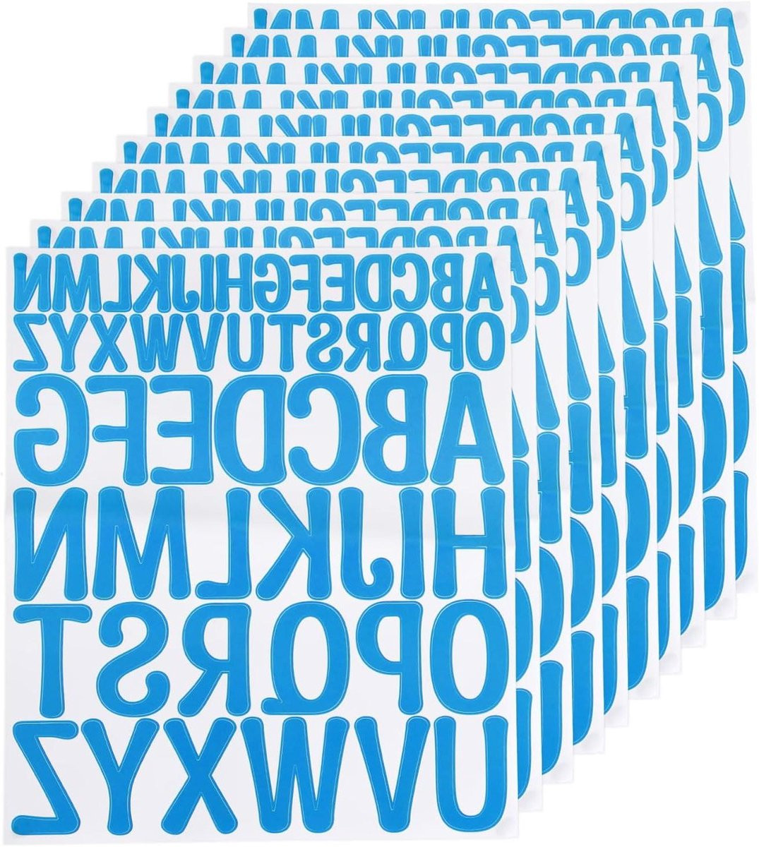 624 stuks Vinyl Letterstickers Alfabet Stickers Lichtblauw voor Decoreren en Personaliseren