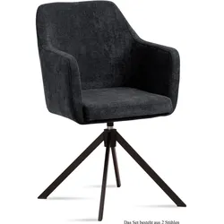 ARMLEHNSTUHL drehbar (2er-Set) Denice 57x87x60 Schwarz/Anthrazit
