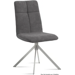 ESSZIMMERSTUHL (4er-Set) Dorine 47x92x60 Edelstahl/Grau