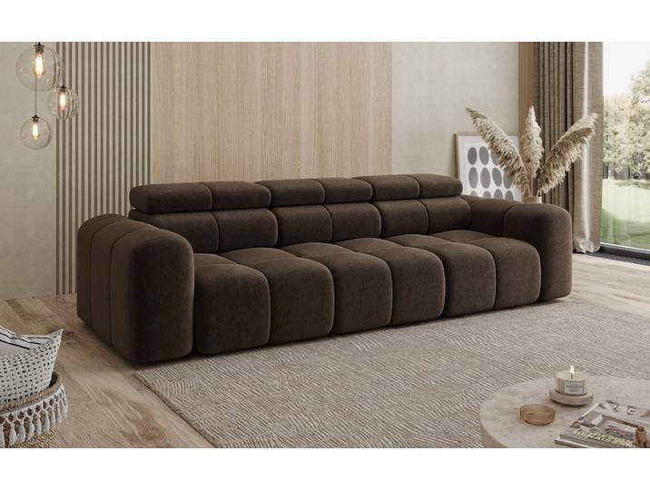 Designer Sofa 3 Sitzer Mia in Chenille - Dunkelbraun - Chenille - Luxusbetten24