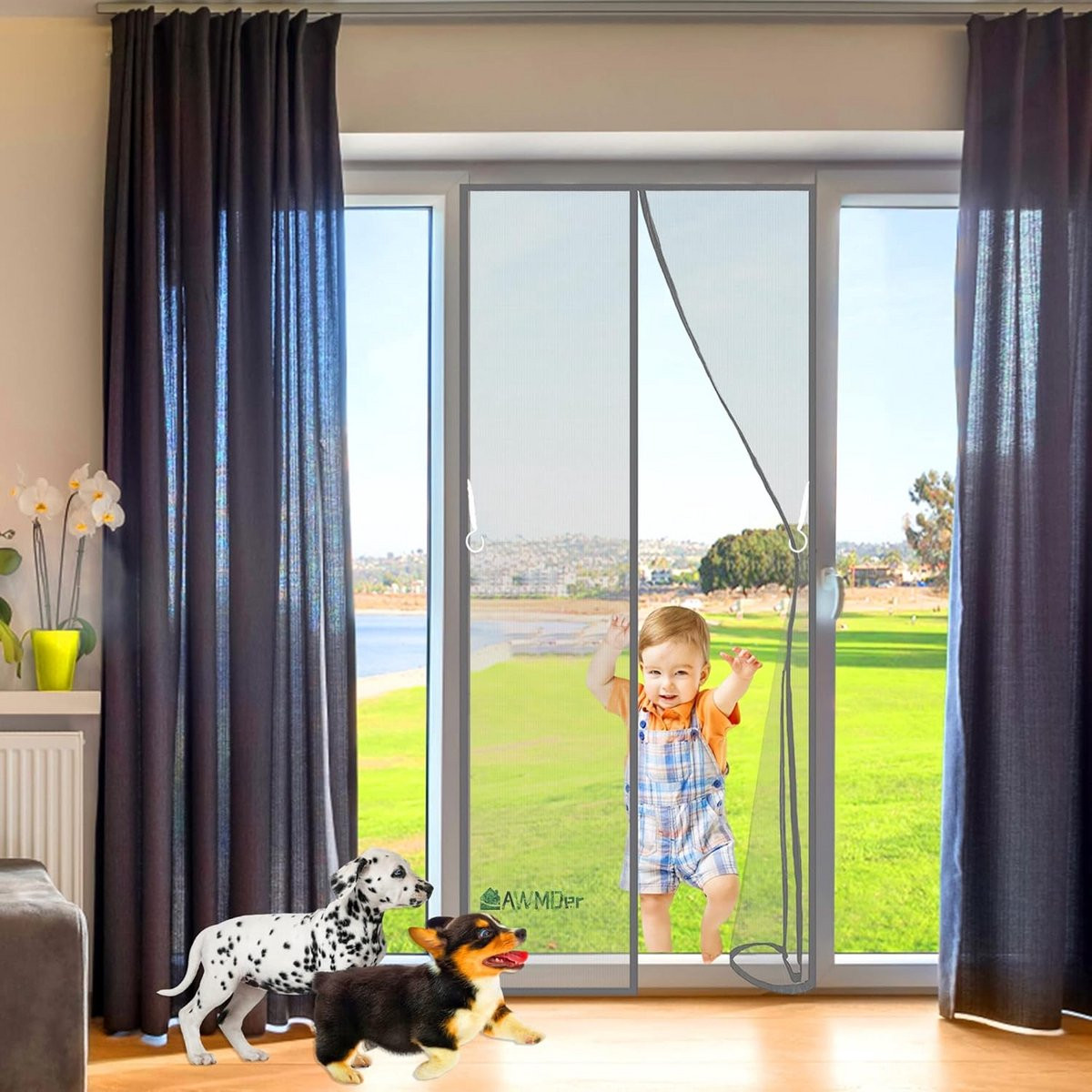 Magnetisch hor gordijn voor deuren - 115 x 235 cm - Insectenwerend met kleefmontage
