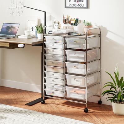 Lirago Rolling Storage Cart 15-Drawer Trolley with Chrome Plated Metal Frame