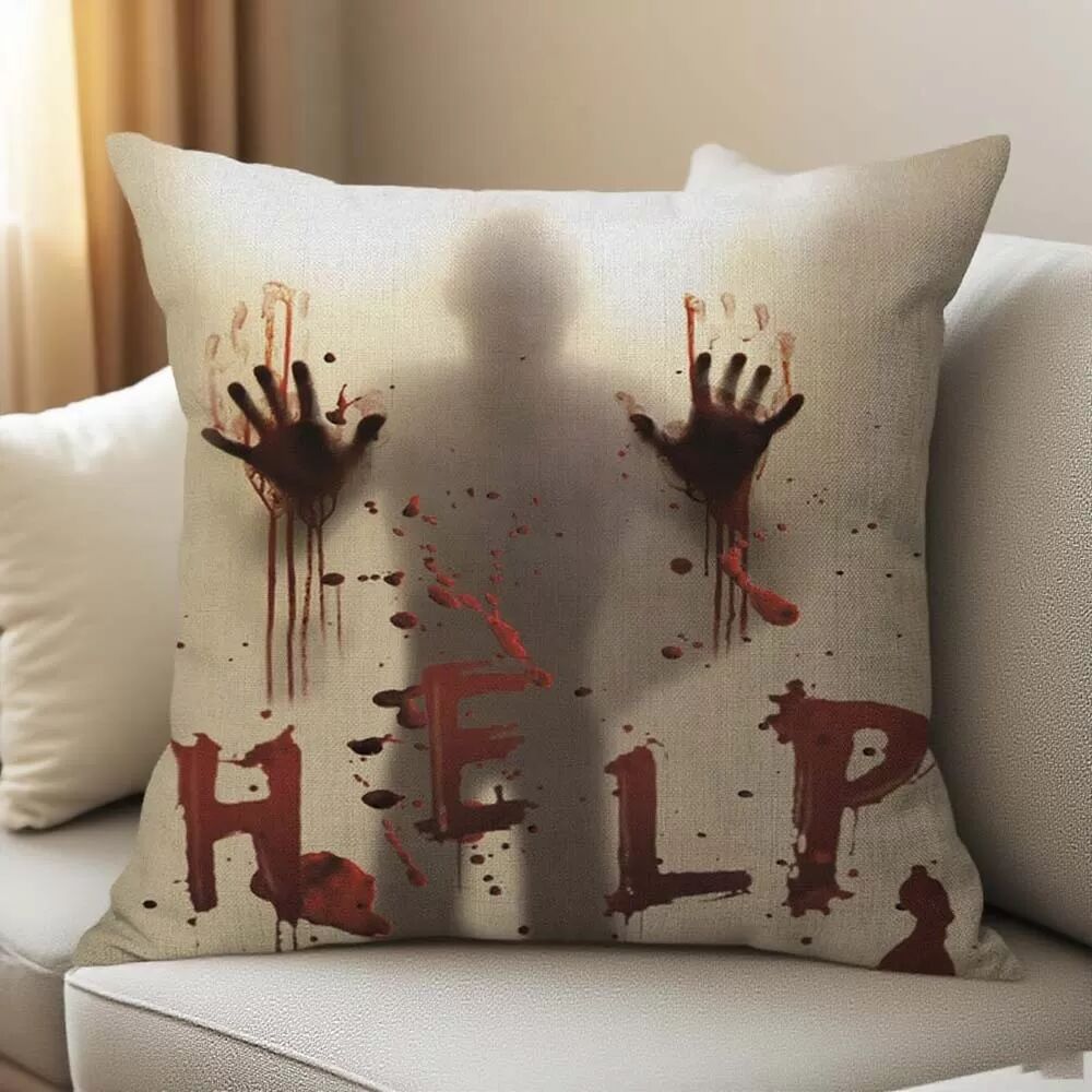 INF Housse de Coussin d'Halloween en Lin - Décoration d'Intérieur Effrayante Style 1 S