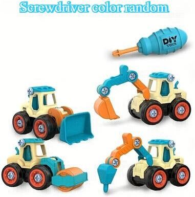 Inspire Curations DIY Construction Excavator Toy With Screw Assembly & Sliding Action blue