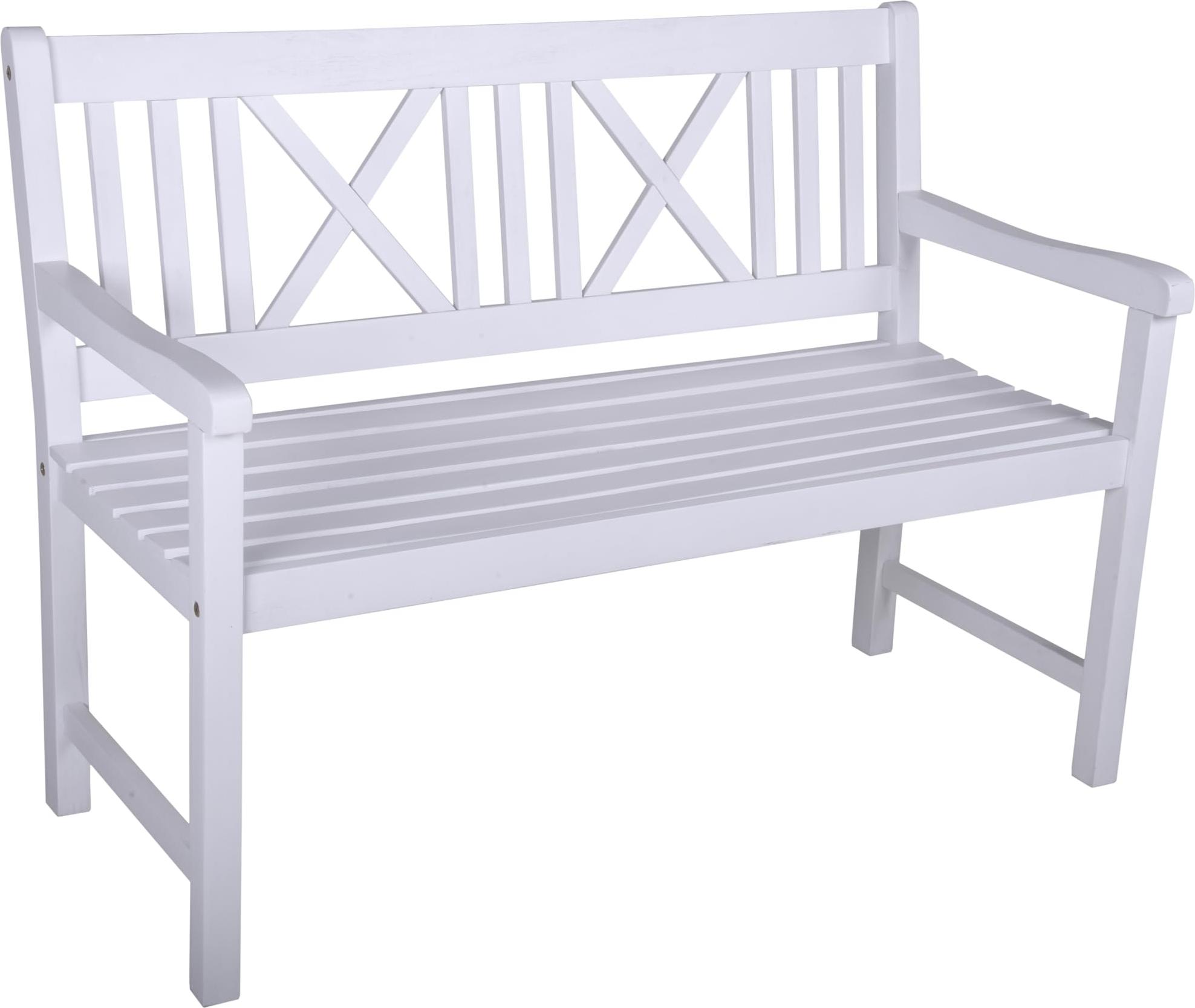 Gartenbank NICE 2-Sitzer - 120cm Breit, Eukalyptus, Weiß | Terrassenbank Wetterfest Sitzbank Outdoor Bank
