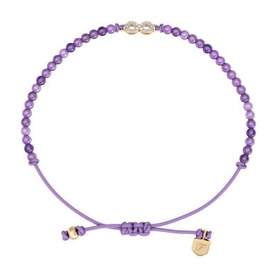 Armband FOSSIL "Sutton - Infinity Unendlichkeitsschleife", lila (gelbgoldfarben, lila, kristallweiß, kristallweiß), Armbänder, Damen, 21,6cm, Metall Polyester, Metall, Polyester, Armband, mit Glasstein - mit Acryl